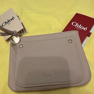 NWOT authentic Chloe Taupe Leather Parfum Pouch